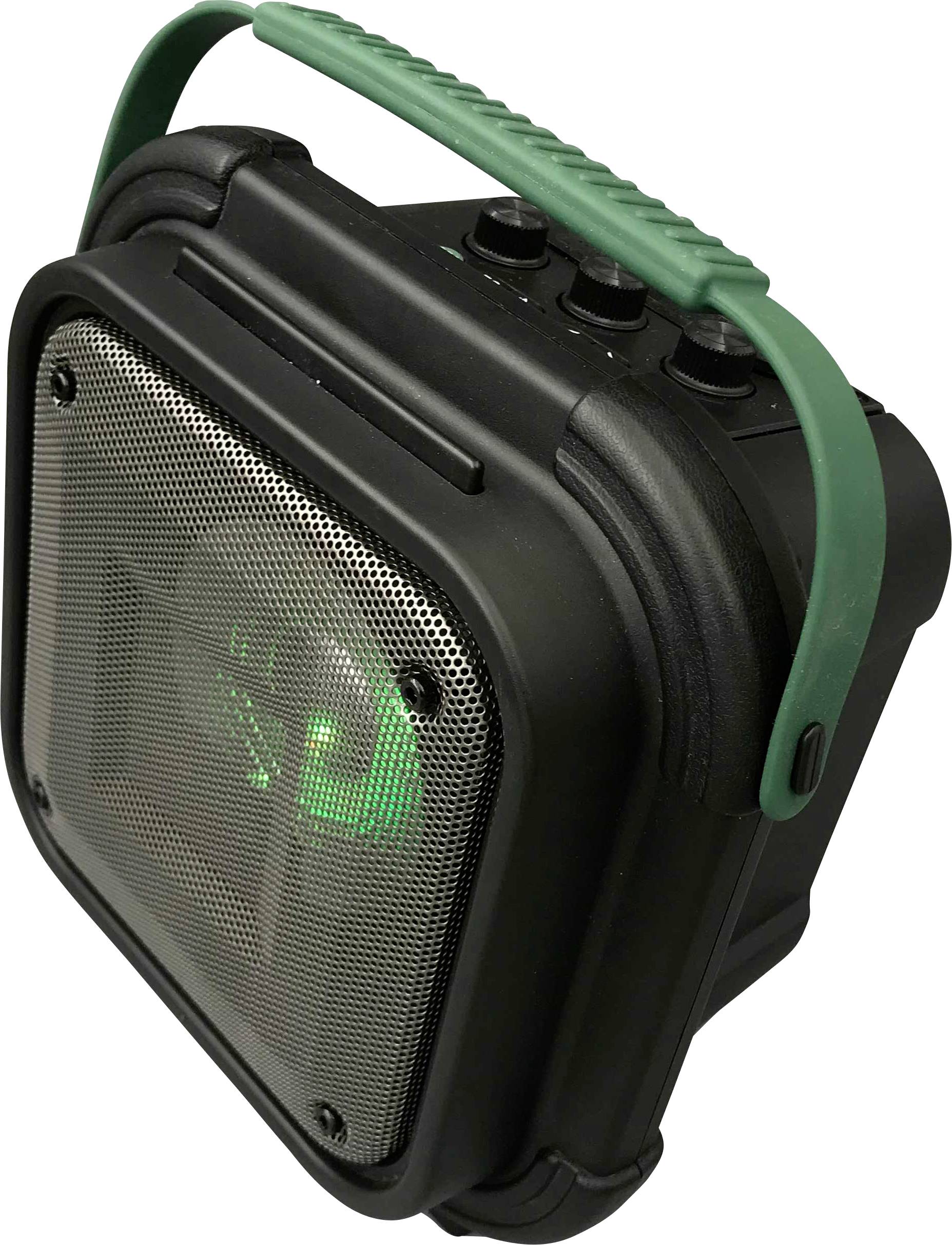 Reflexion OS01BT Baustellenradio UKW AUX, Bluetooth®, USB Inkl. Karaoke-Funktion, spritzwassergeschützt, wiederaufladbar Grün