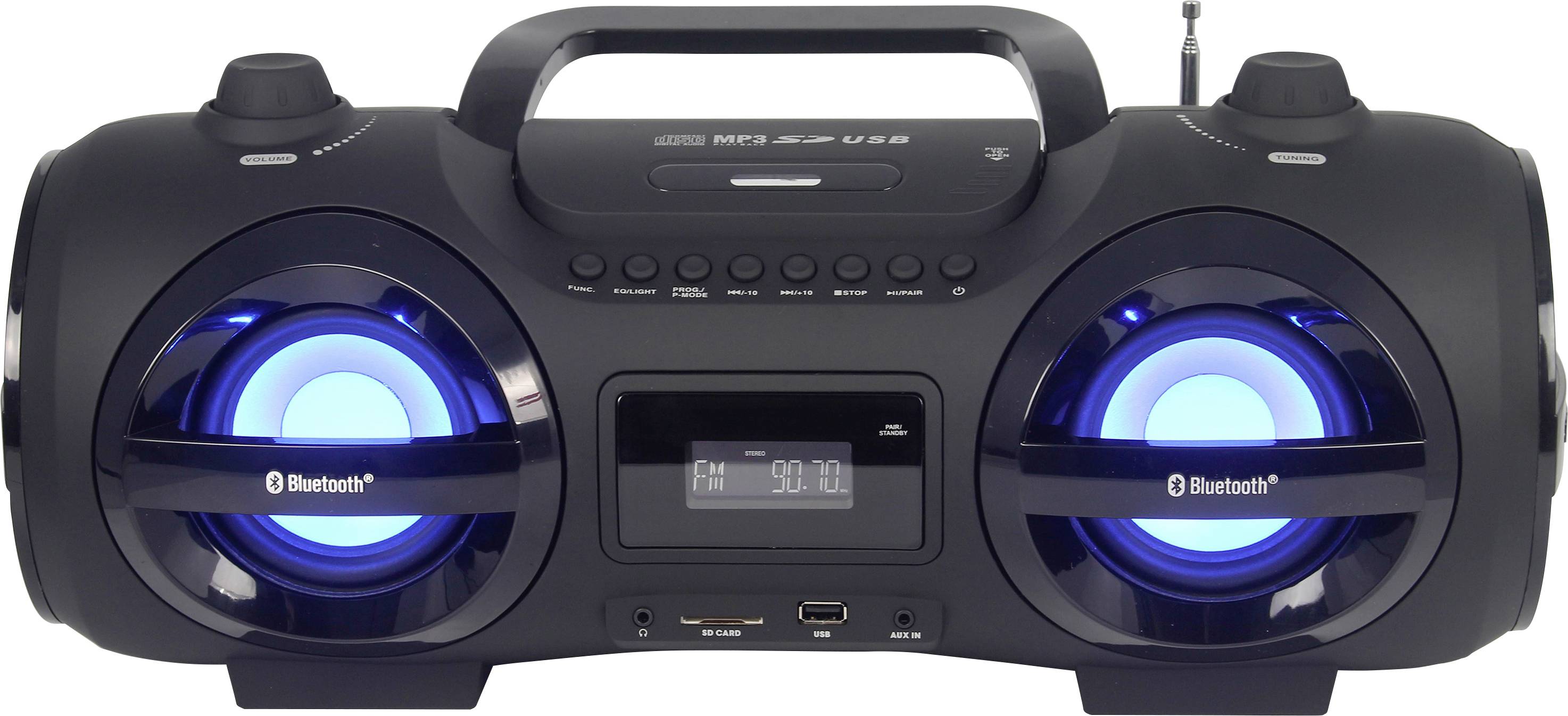 Reflexion CDR900BT Ghettoblaster UKW AUX, Bluetooth®, CD, SD, UKW, USB Schwarz