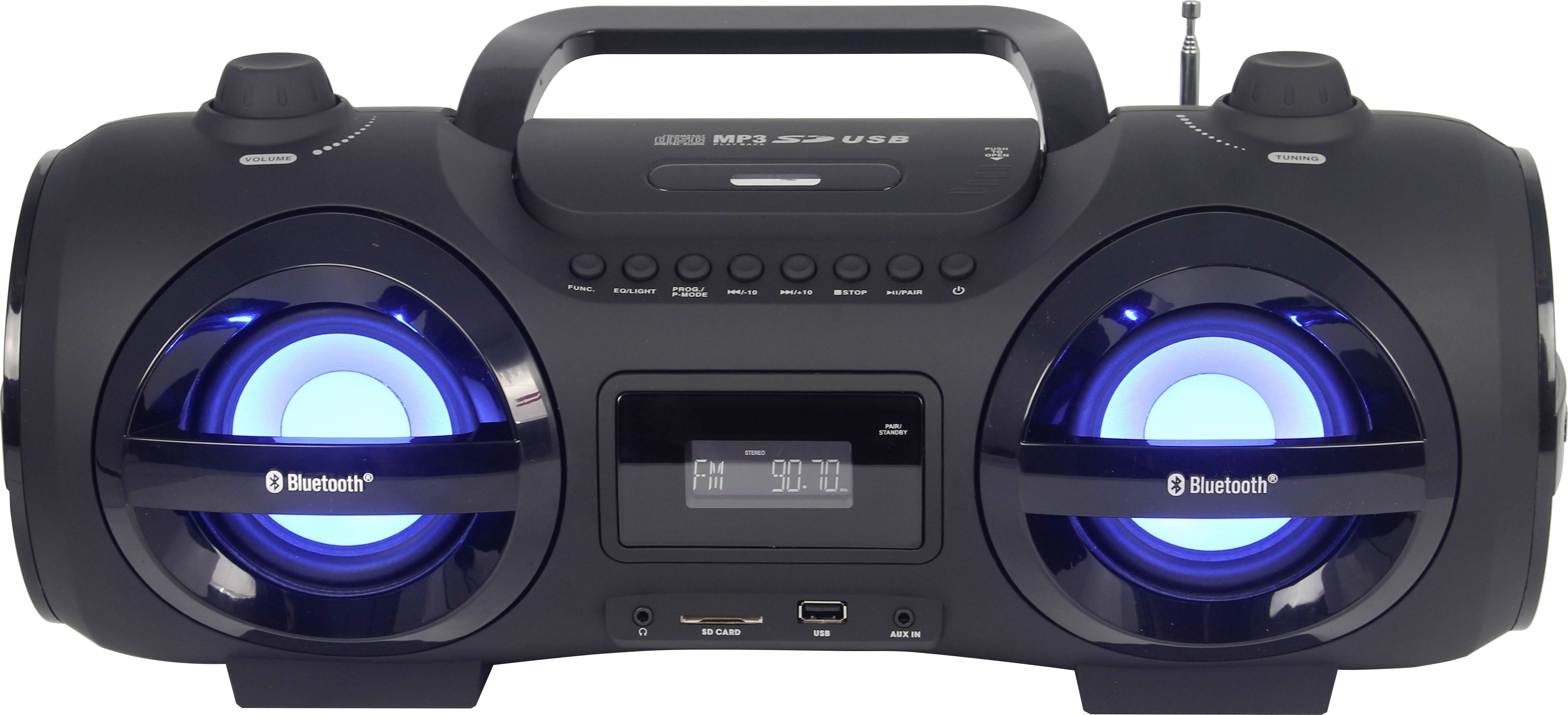 Reflexion CDR900BT Ghettoblaster UKW AUX, Bluetooth®, CD, SD, UKW, USB Schwarz