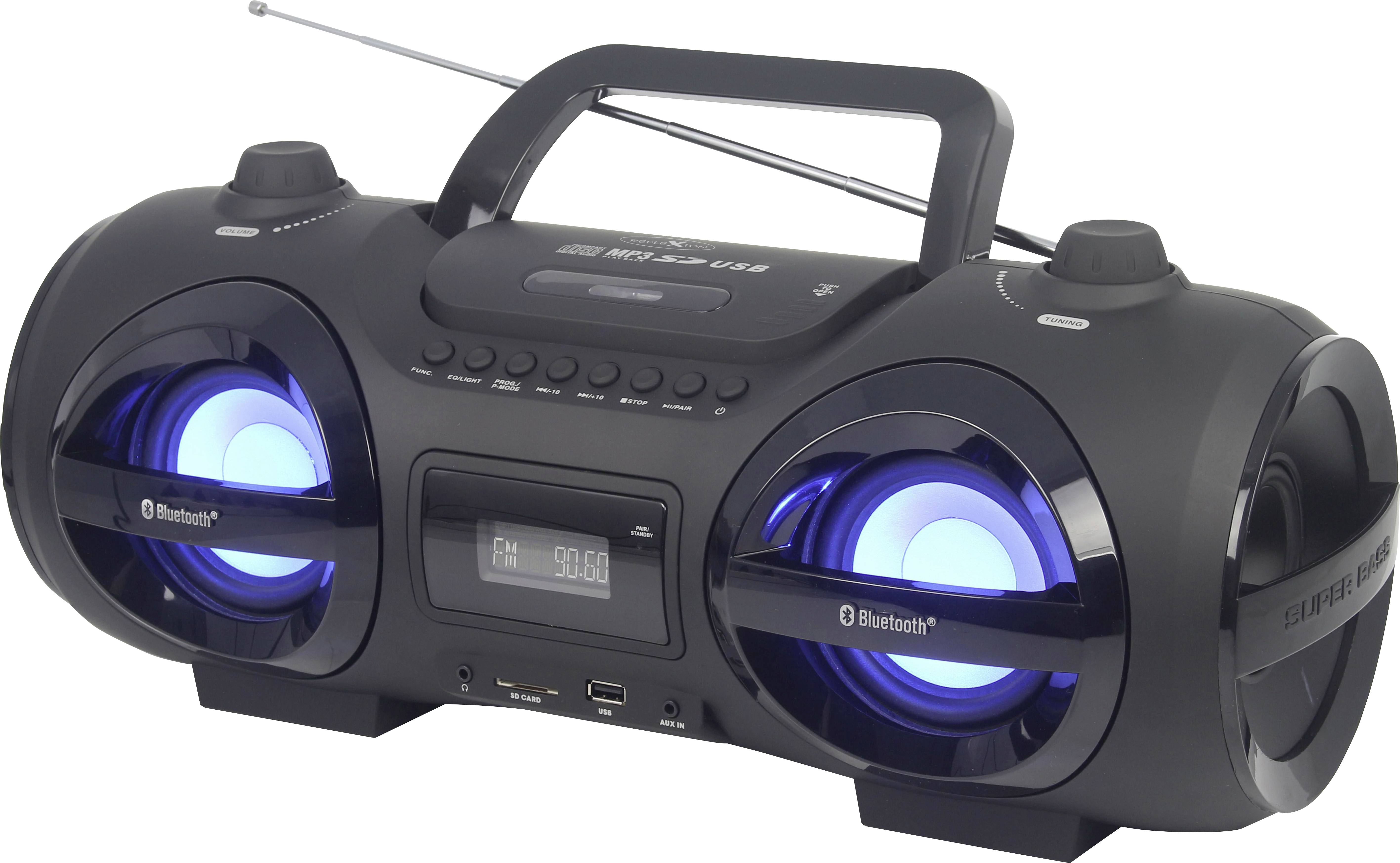 Reflexion CDR900BT Ghettoblaster UKW AUX, Bluetooth®, CD, SD, UKW, USB Schwarz
