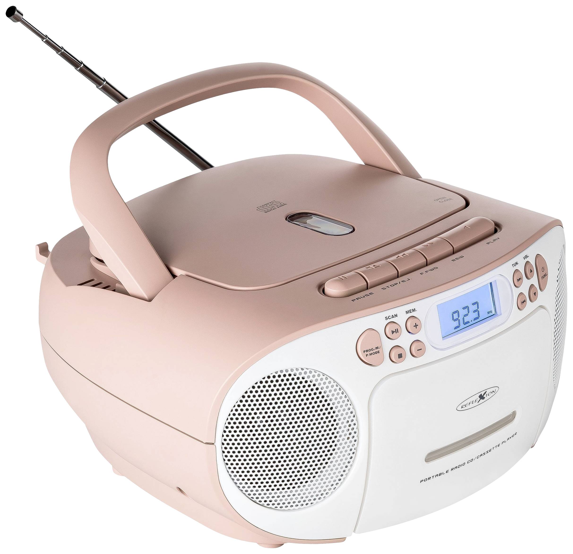 Reflexion RCR2260PK CD-Radio UKW AUX, CD, Kassette Pink, Weiß