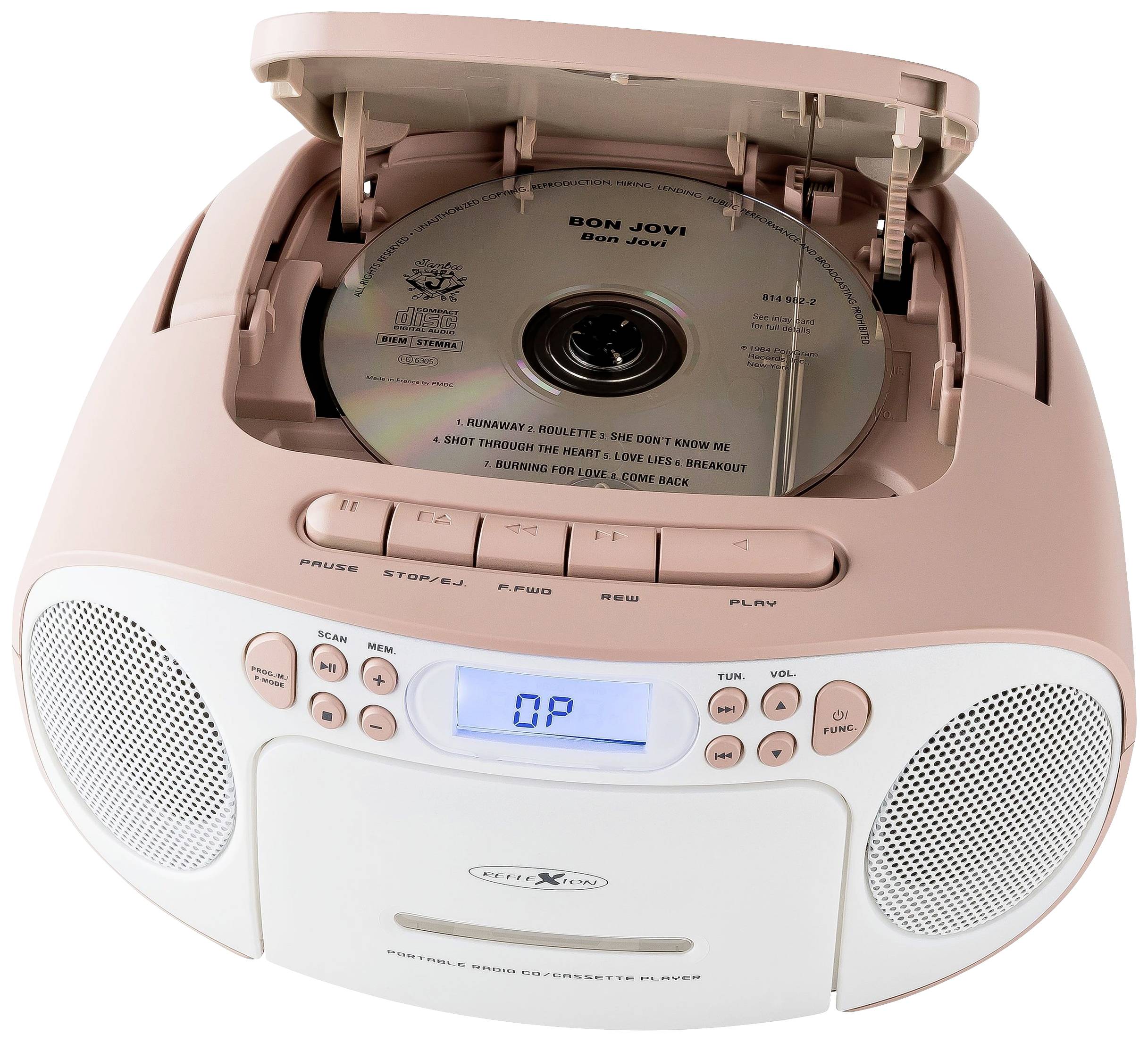 Reflexion RCR2260PK CD-Radio UKW AUX, CD, Kassette Pink, Weiß