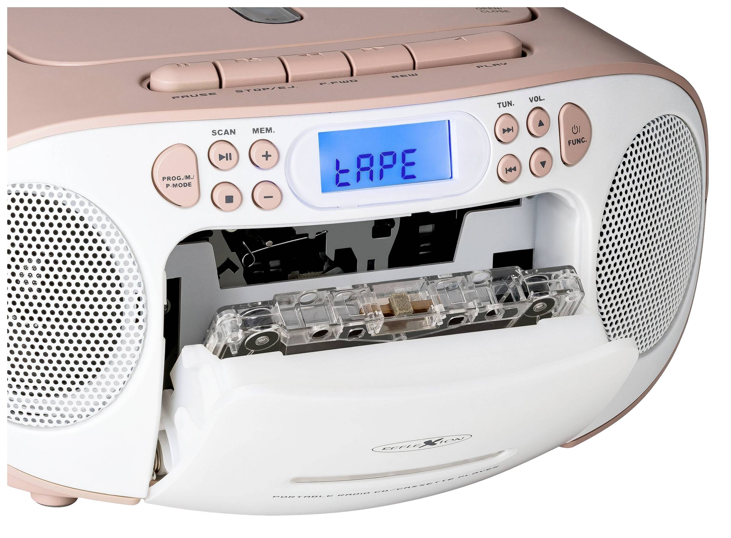 Reflexion RCR2260PK CD-Radio UKW AUX, CD, Kassette Pink, Weiß