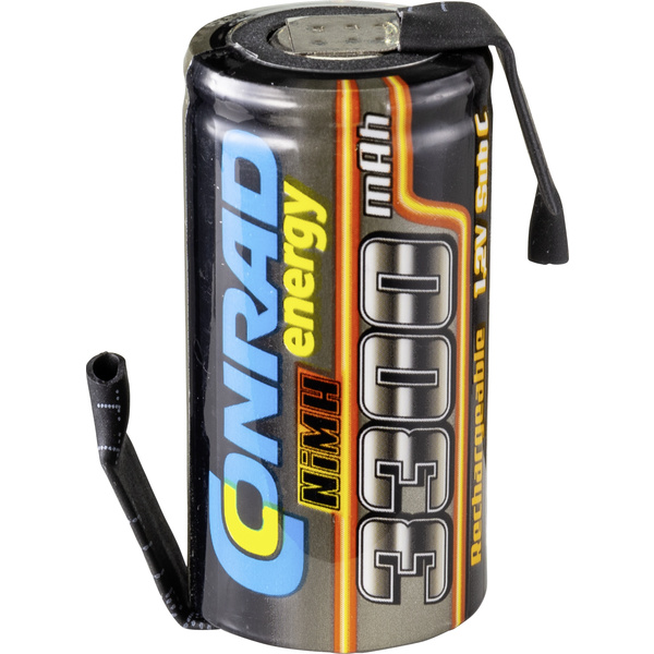 energy Cellule simple de batterie NiMH Sub-C 1.2 V 3300 mAh avec pattes à souder