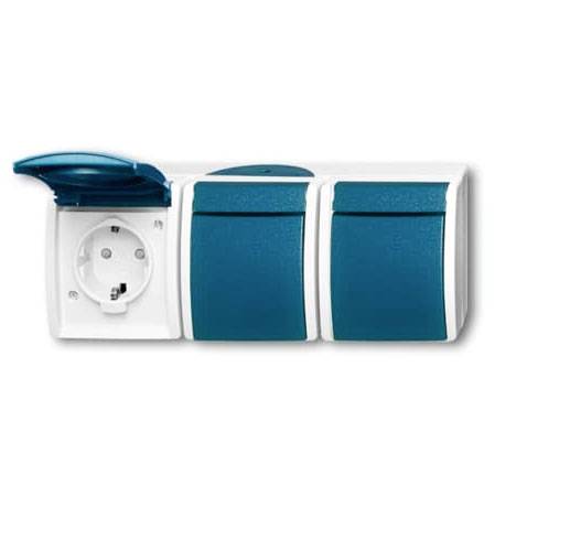 ABB 2CKA002084A0721 Schutzkontakt-Steckdose IP44 Lichtgrau (RAL 7035), Blau-Grün