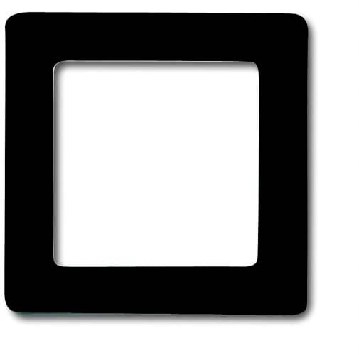 Ein schlichtes schwarzes Quadrat mit einer quadratischen Öffnung in der Mitte, ähnlich einem Rahmen oder einer Abdeckung.