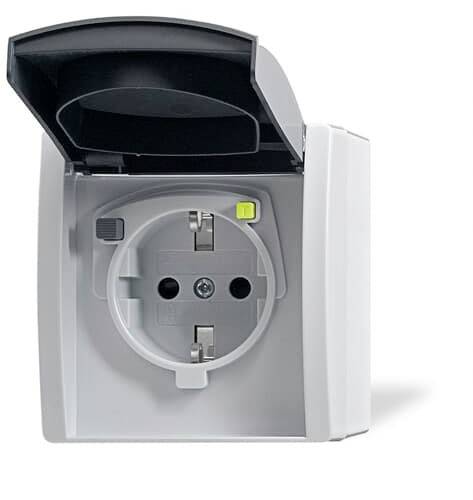ABB 2CKA003116A0664 Schutzkontakt-Steckdose IP44 Lichtgrau (RAL 7035), Grau