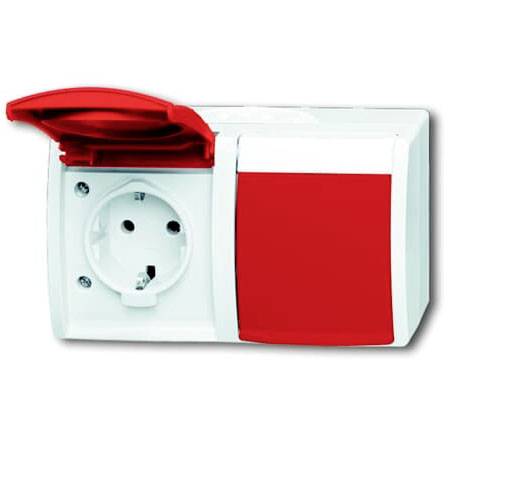 ABB 2CKA002084A0713 Schutzkontakt-Steckdose IP44 Rubin-Rot, Rot