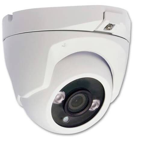 Überwachungskamera mit runder Kuppel, geeignet zur Überwachung von Innen- und Außenbereichen.