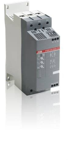 Ein ABB Softstarter PSR25-600-70 zur Steuerung von Motoren. Kompakte Bauweise mit mehreren Anschlussklemmen und Kühlrippen.