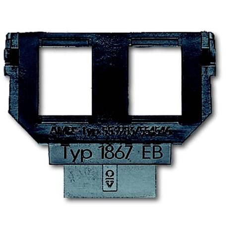 Schwarzes Kunststoffteil mit zwei rechteckigen Öffnungen, darunter Aufschrift 'Typ 1867 EB'. Fertigungsteil oder technisches Bauteil.