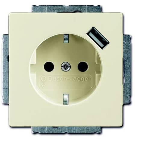 ABB 2CKA002011A6159 Schutzkontakt-Steckdose IP20 Creme-Weiß, Perlweiß