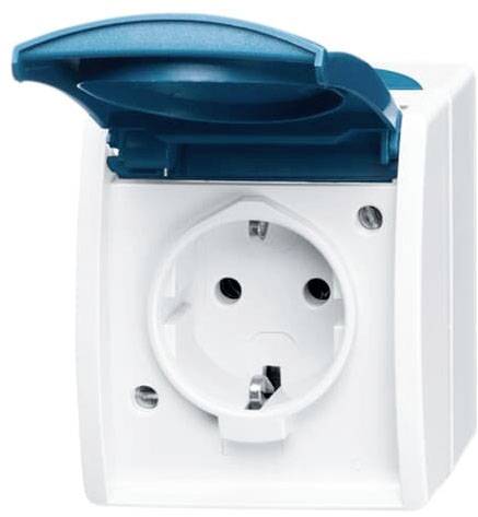 ABB 2CKA002083A0818 Schutzkontakt-Steckdose IP44 Lichtgrau (RAL 7035), Blau-Grün