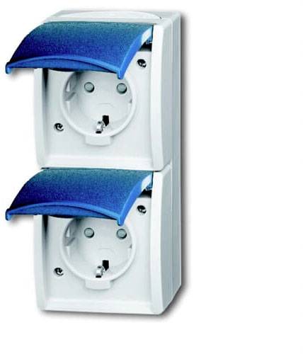 ABB 2CKA002084A0719 Schutzkontakt-Steckdose IP44 Lichtgrau (RAL 7035), Blau-Grün