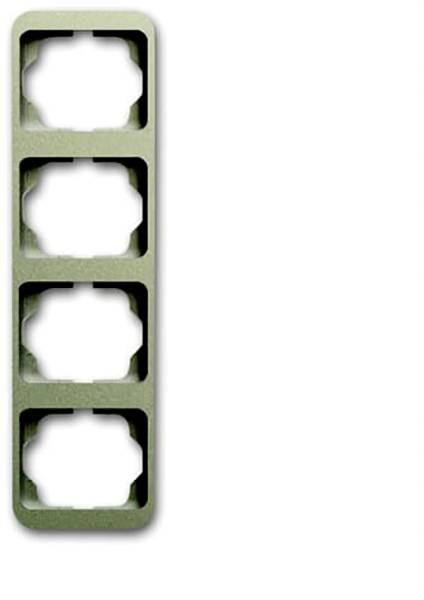 Vierfache Rahmenleiste, quadratische Öffnungen, ohne Steckdosen, vertikale Ausrichtung, dunkle Farbe, vor weißem Hintergrund.