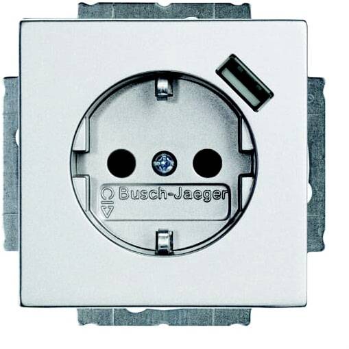 ABB 2CKA002011A6160 Schutzkontakt-Steckdose IP20 Weißaluminium (RAL 9006), Aluminium