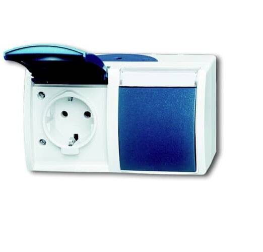 ABB 2CKA002084A0703 Schutzkontakt-Steckdose IP44 Lichtgrau (RAL 7035), Blau-Grün