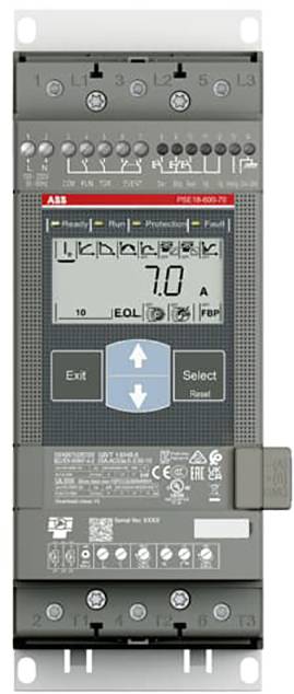 Ein digitales Schutzrelais mit Anzeige, Tasten zur Navigation und Steuerelementen, zeigt 7,0 A Strom an.