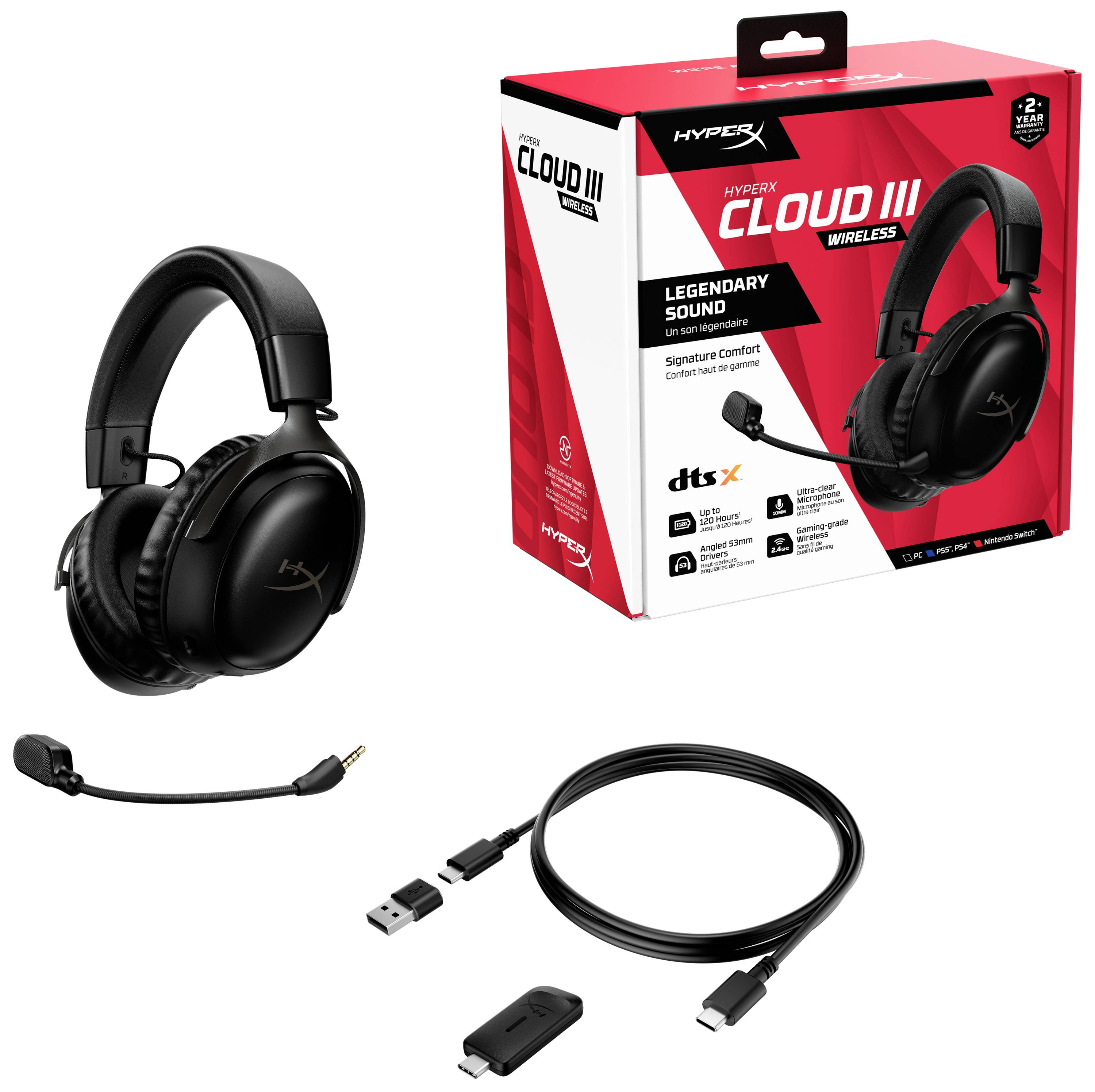 HyperX Cloud III WL BLK GAM HS Gaming Over Ear Headset Funk Stereo Schwarz