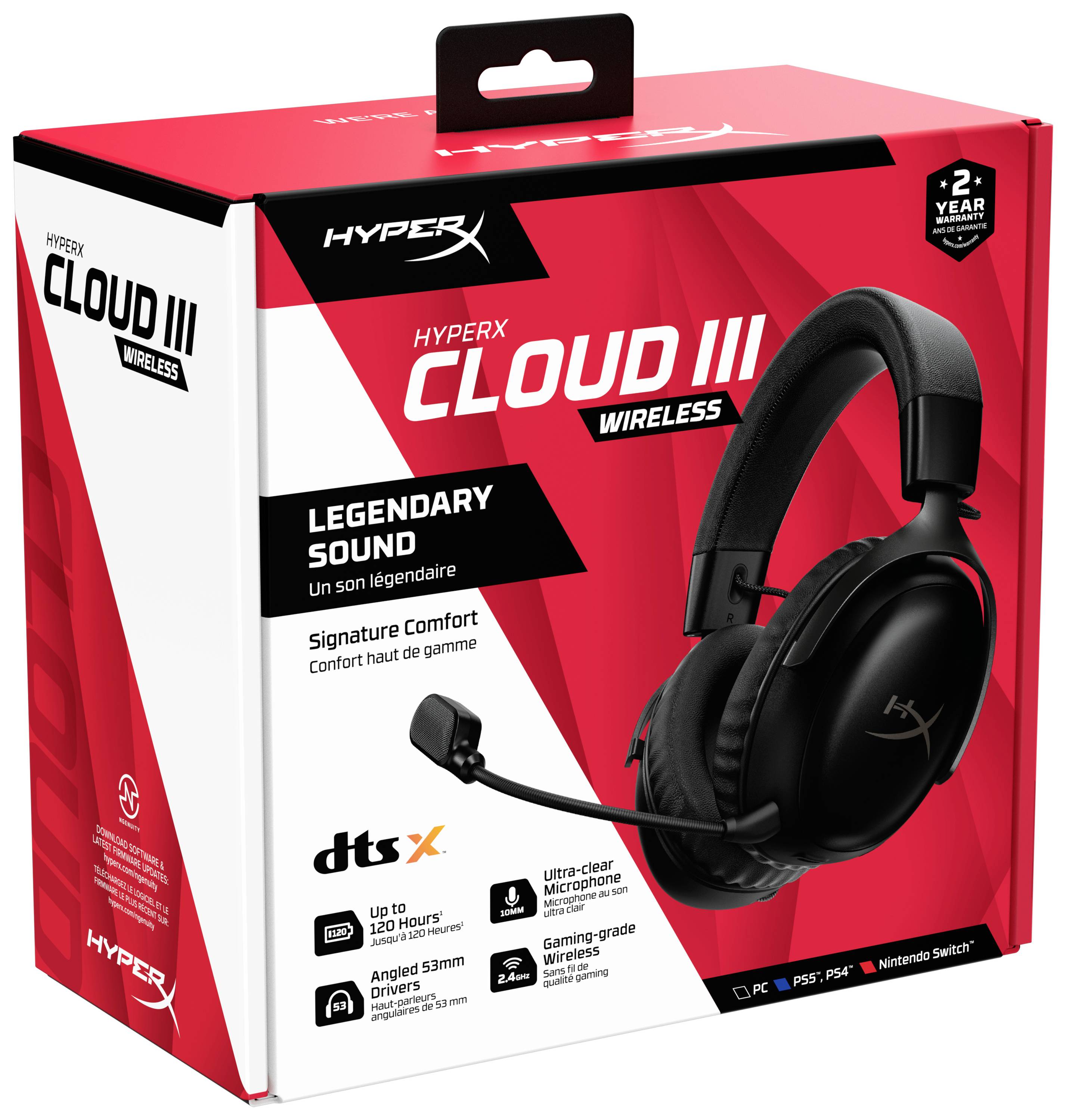 HyperX Cloud III WL BLK GAM HS Gaming Over Ear Headset Funk Stereo Schwarz