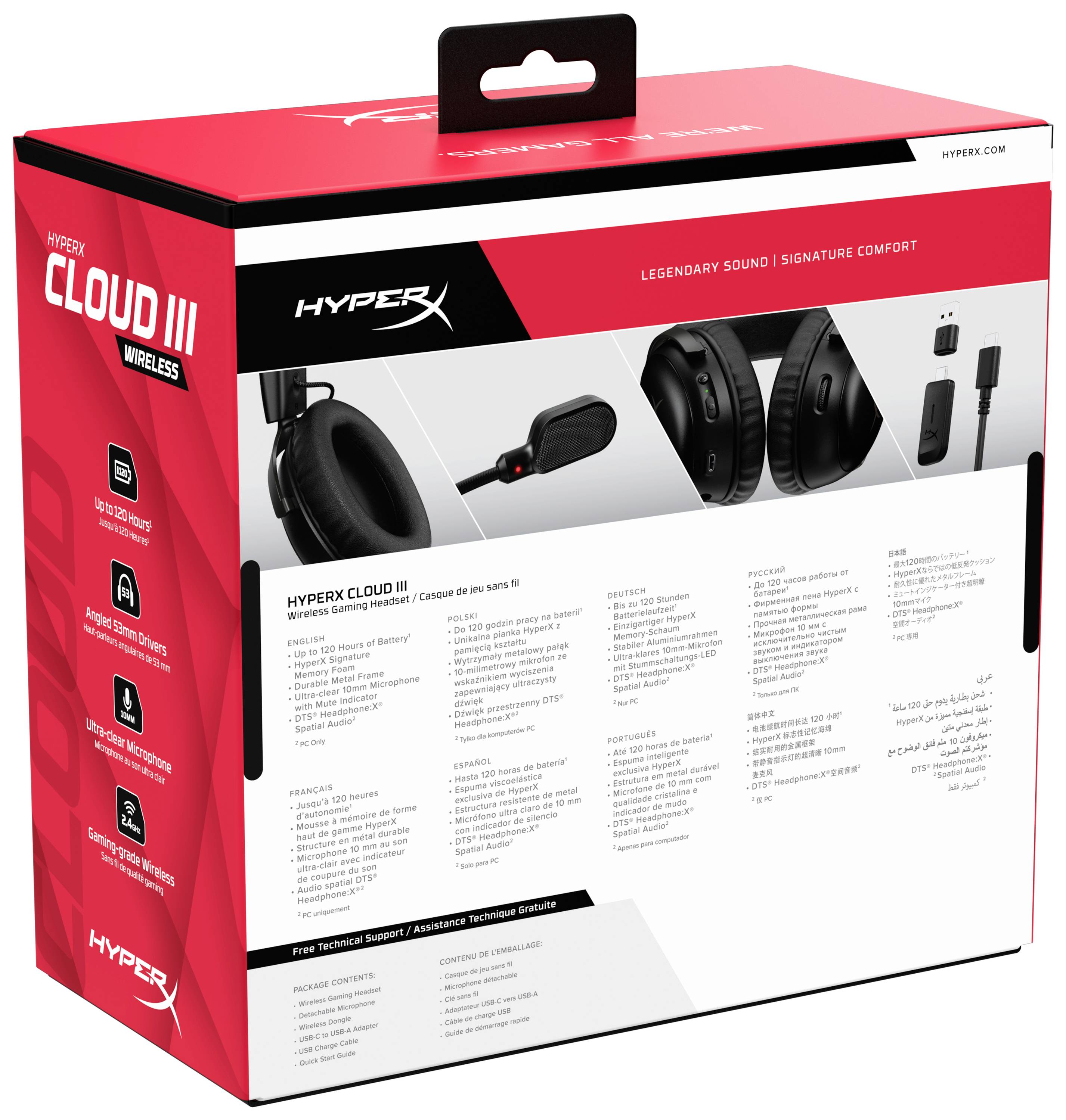 HyperX Cloud III WL BLK GAM HS Gaming Over Ear Headset Funk Stereo Schwarz
