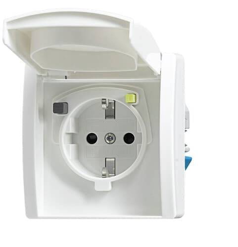 ABB 2CKA003116A0665 Schutzkontakt-Steckdose IP44 Reinweiß (RAL 9010), Weiß