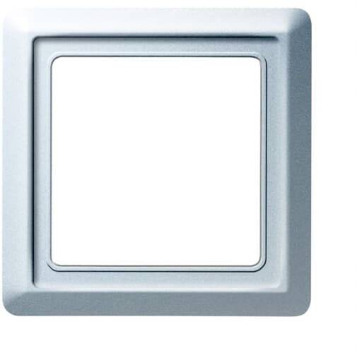 Lichtschalterrahmen aus Metall, quadratische Form, keine sichtbaren Schrauben oder Schalter.