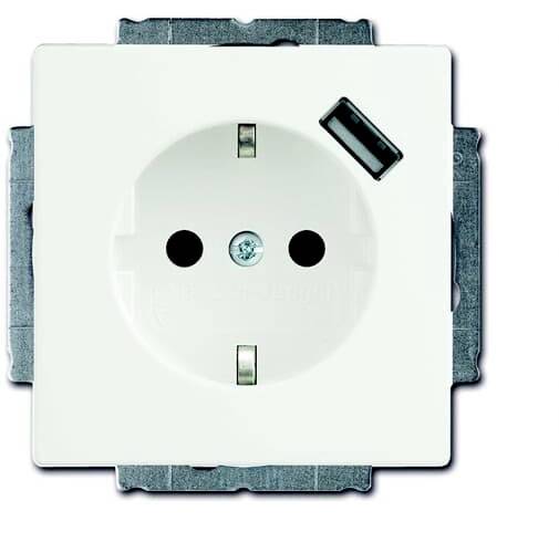 ABB Schutzkontakt-Steckdose IP20 Weiß, Verkehrsweiß
