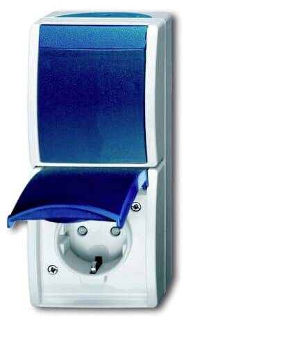 Busch-Jaeger Einsatz Schutzkontakt-Steckdose Lichtgrau (RAL 7035), Blau-Grün 2CKA001684A0330 1 St.