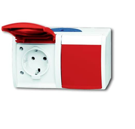 ABB 2CKA002084A0700 Schutzkontakt-Steckdose IP44 Rubin-Rot, Rot