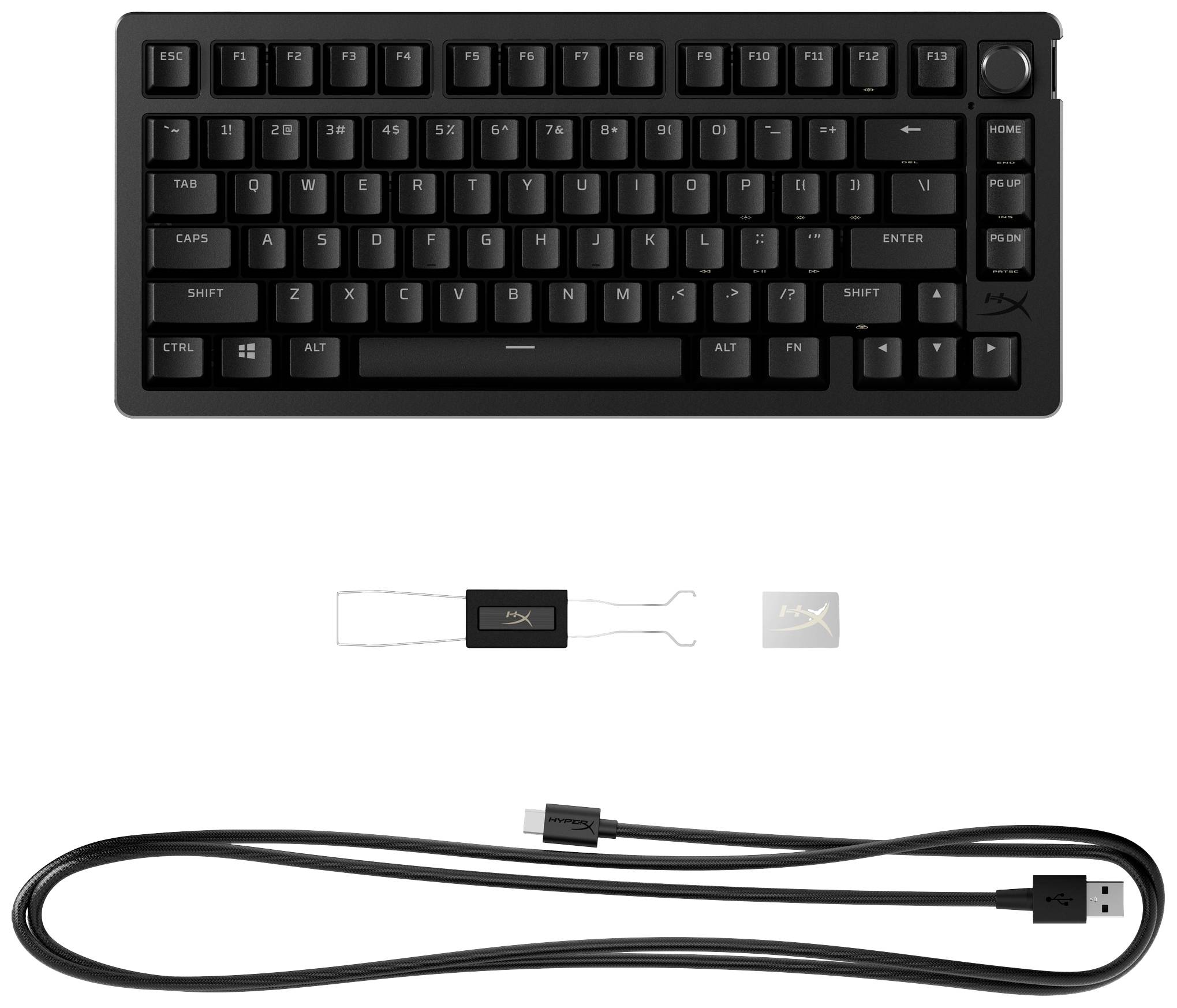 HyperX Alloy Rise Gaming 75-GR Kabelgebunden Gaming-Tastatur Deutsch, QWERTZ Schwarz Beleuchtet