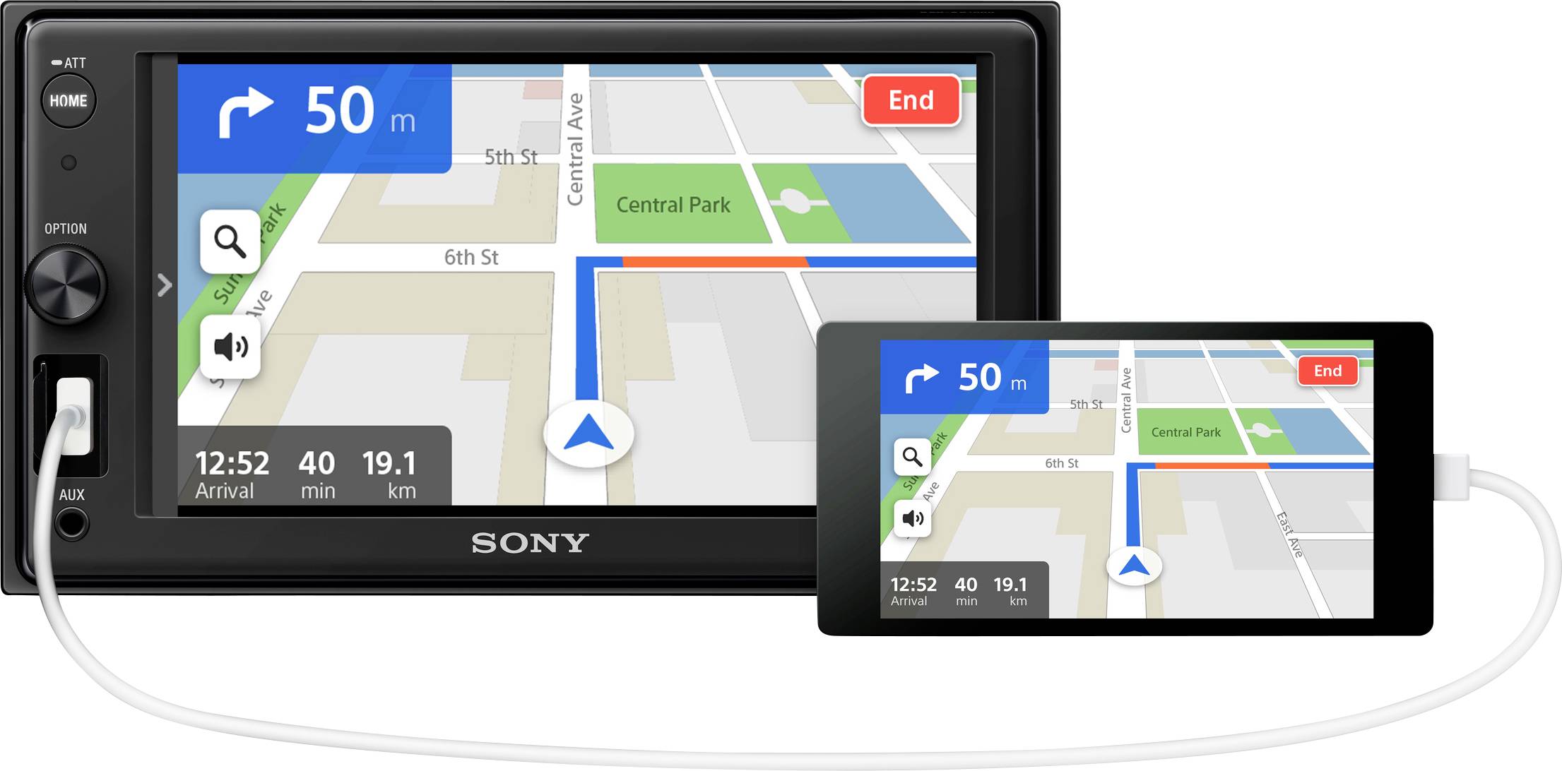 Sony XAV1550ANT Moniceiver Anschluss für Rückfahrkamera, Bluetooth®-Freisprecheinrichtung, DAB+ Tuner