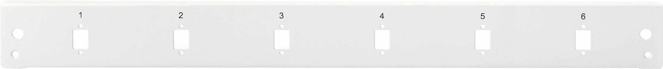 Patchpanel mit sechs nummerierten Ports zur Kabelverbindung.