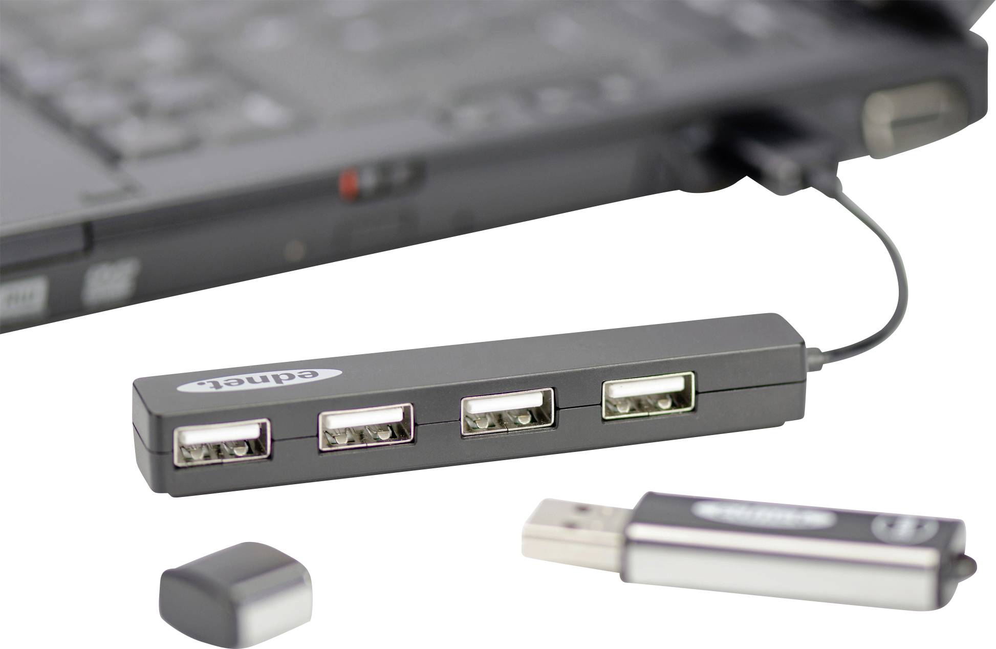 ednet 85040 4 Port USB 2.0-Hub Schwarz