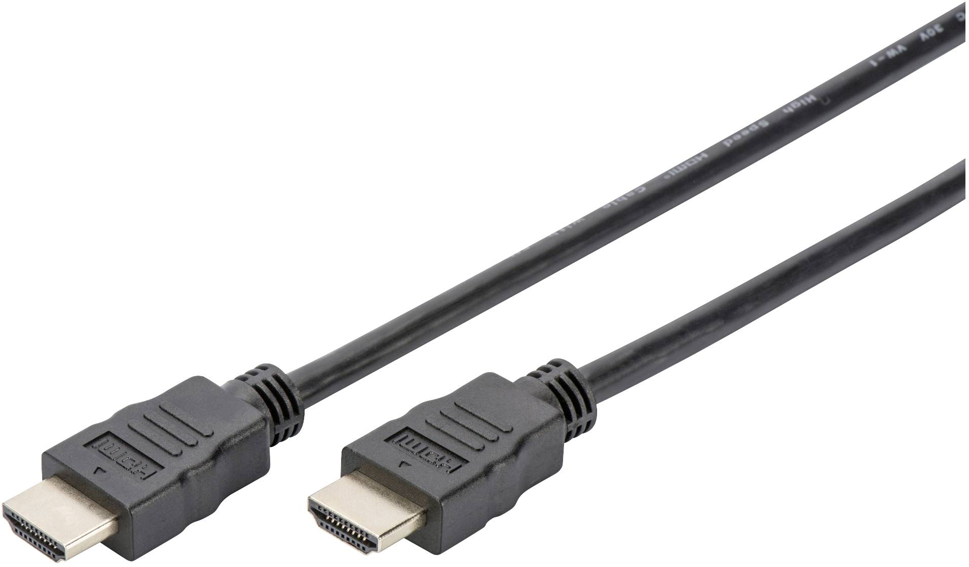 Zwei schwarze HDMI-Kabel mit Steckern an beiden Enden, zur Übertragung von Audio- und Videosignalen zwischen Geräten wie Fernsehern und Computern.