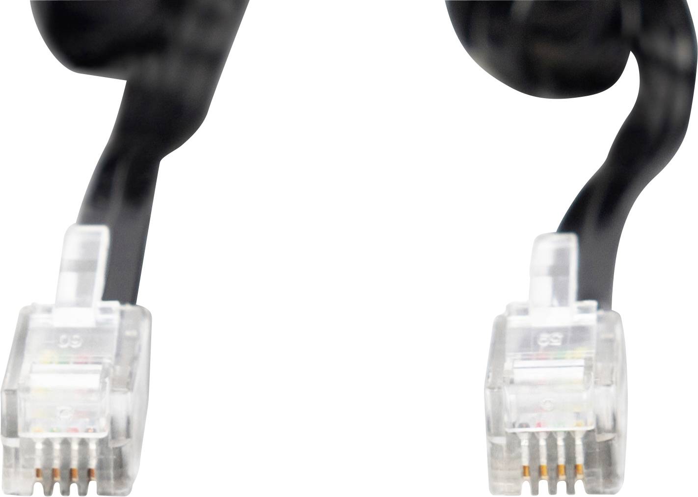 Zwei Telefonkabel mit RJ11-Steckern.