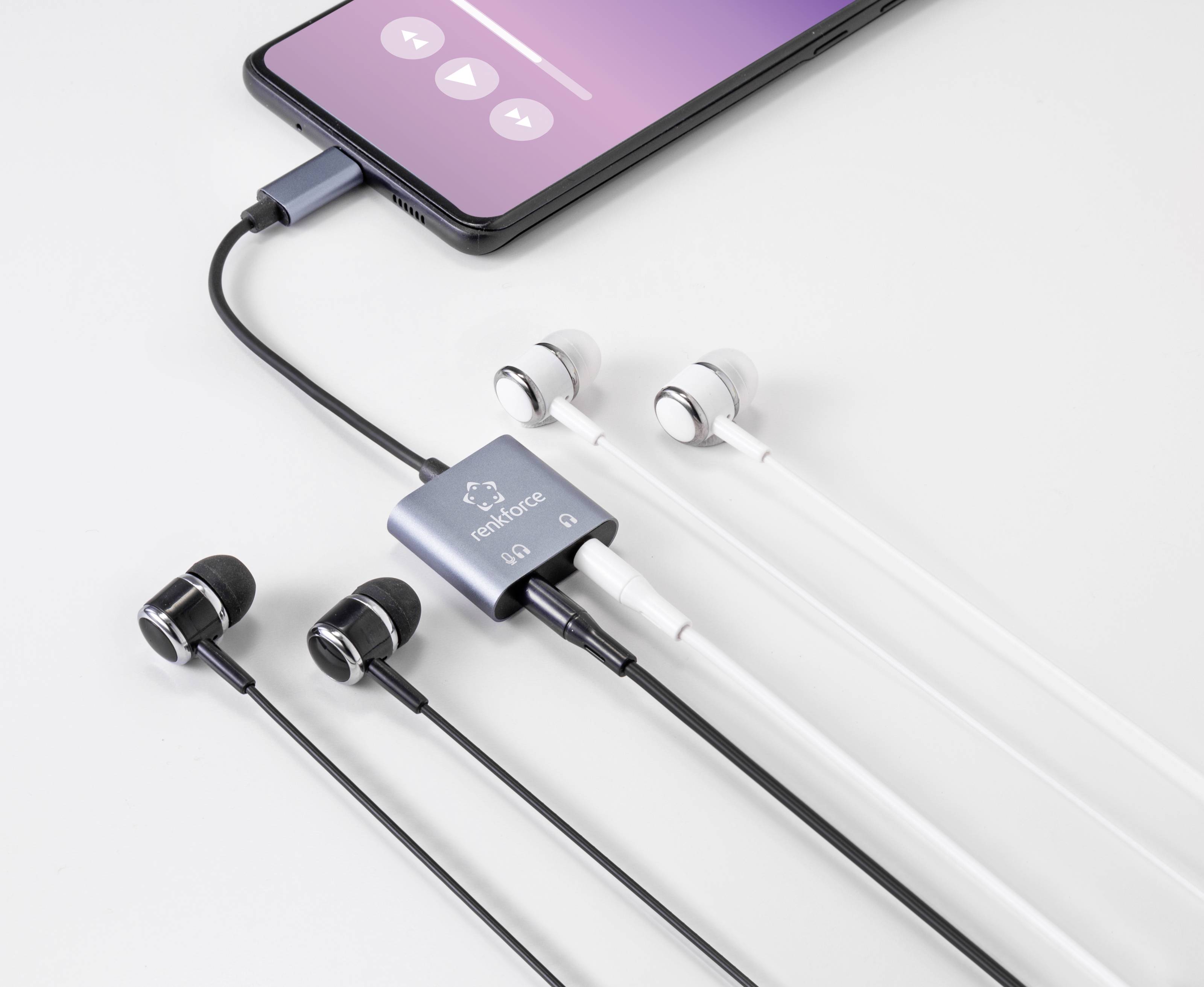 Renkforce Audio Adapter [1x USB-C® Stecker - 2x 3.5 mm-Buchse] RF-4671302