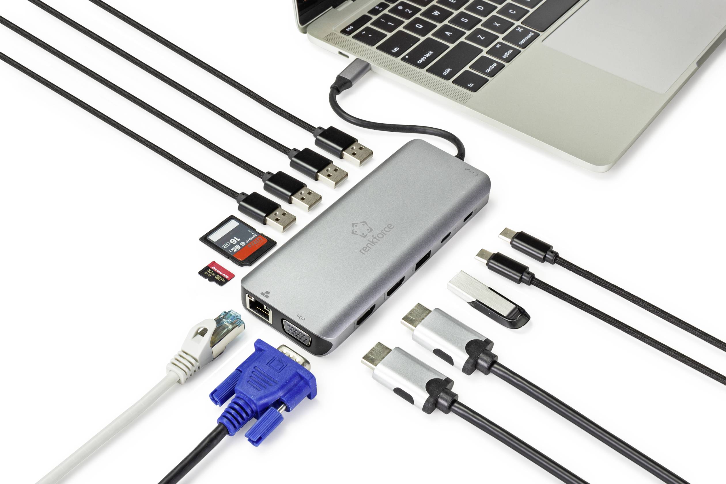 Renkforce RF-4671332 USB-C® Notebook Dockingstation Passend für Marke (Notebook Dockingstations): Universal USB-C® Power Delivery