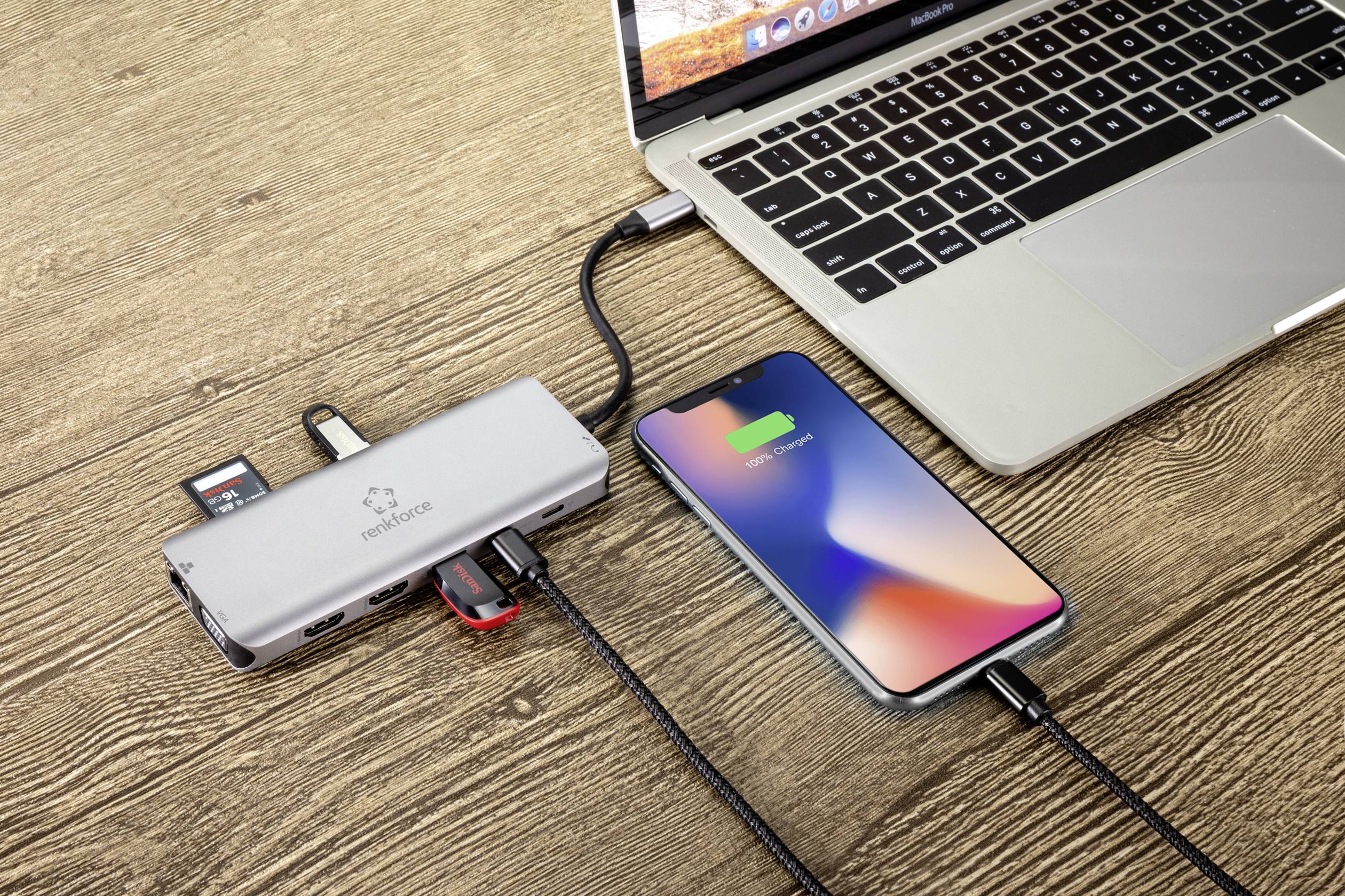 Renkforce RF-4671332 USB-C® Notebook Dockingstation Passend für Marke (Notebook Dockingstations): Universal USB-C® Power Delivery