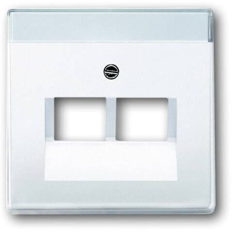Abdeckrahmen mit zwei Aussparungen für Steckdosen oder Schalter, silberner Rand, schlichtes funktionales Design.