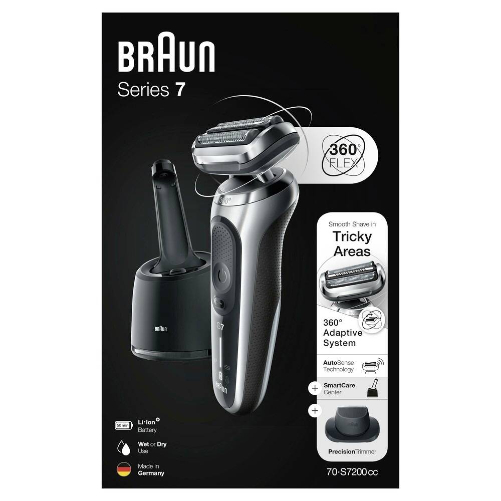 Braun Series 7 - 70-S7200cc Akku-Rasierer inkl. Reinigungsstation schwarz/silber