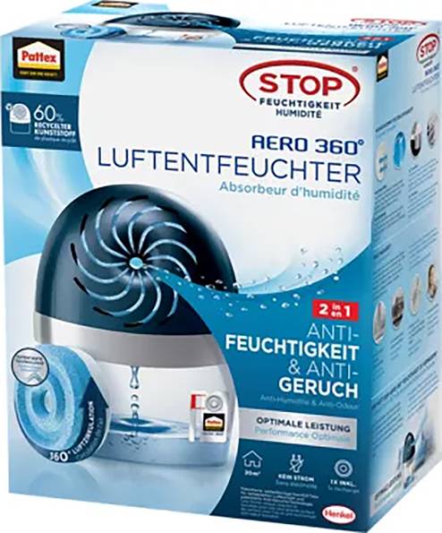 Pattex Aero360 Luftentfeuchter 50 m³ Weiß, Blau
