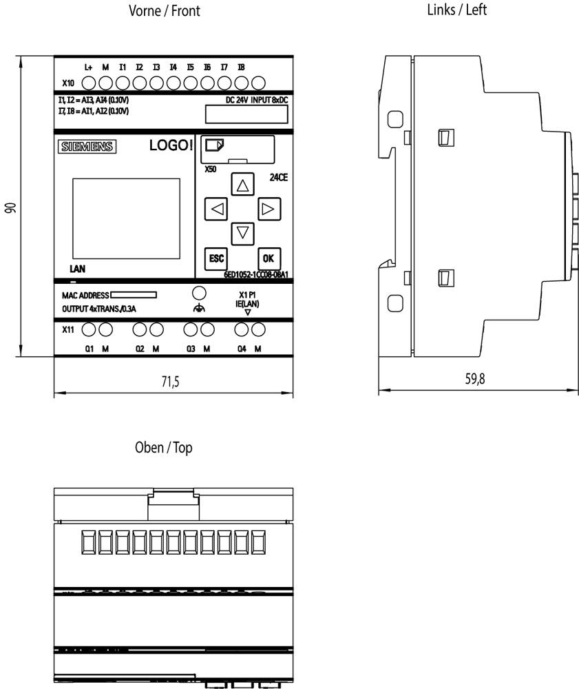 Siemens 6ED1052-1CC08-0BA1 SPS-Steuerungsmodul 24 V/DC