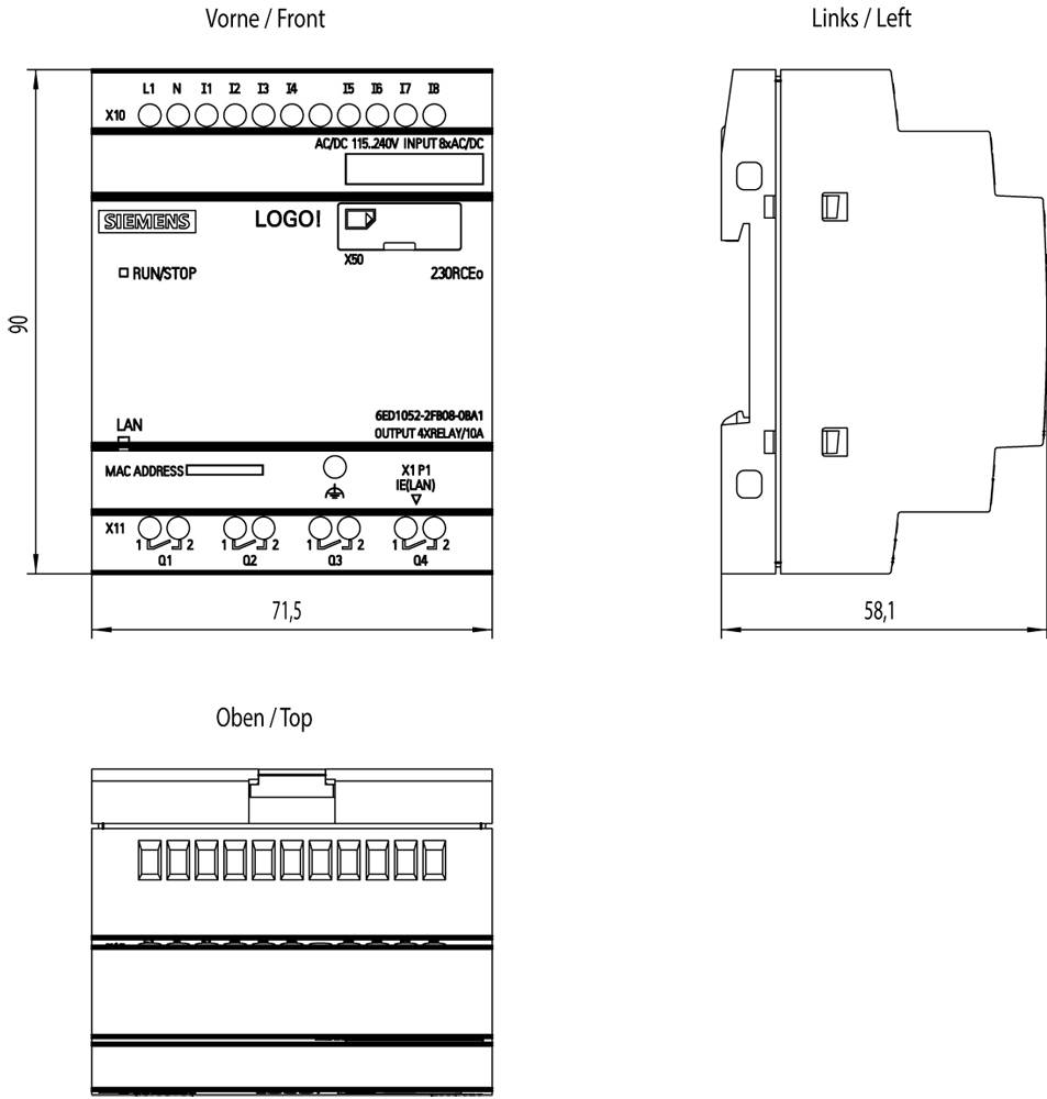 Siemens 6ED1052-2FB08-0BA1 SPS-Steuerungsmodul 115 V/DC, 230 V/DC, 115 V/AC, 230 V/AC