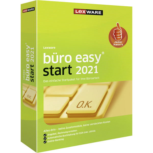 Lexware büro easy start 2021 - Box-Pack Jahreslizenz, 1 Lizenz Windows Büroorganisation