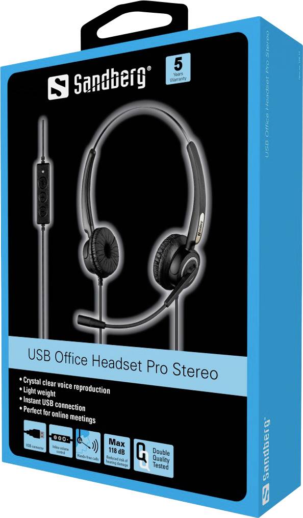 Sandberg USB Office Headset Pro Stereo Computer On Ear Headset kabelgebunden Stereo Schwarz Lautstärkeregelung