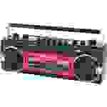 Roadstar RCR-3025EBT/RD Tragbarer Kassettenspieler Fühlbare Tasten, Aufnahmefunktion, Inkl. Mikrofon Rot, Schwarz