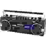 Roadstar RCR-3025EBT/BL Tragbarer Kassettenspieler Fühlbare Tasten, Aufnahmefunktion, Inkl. Mikrofon Blau, Schwarz