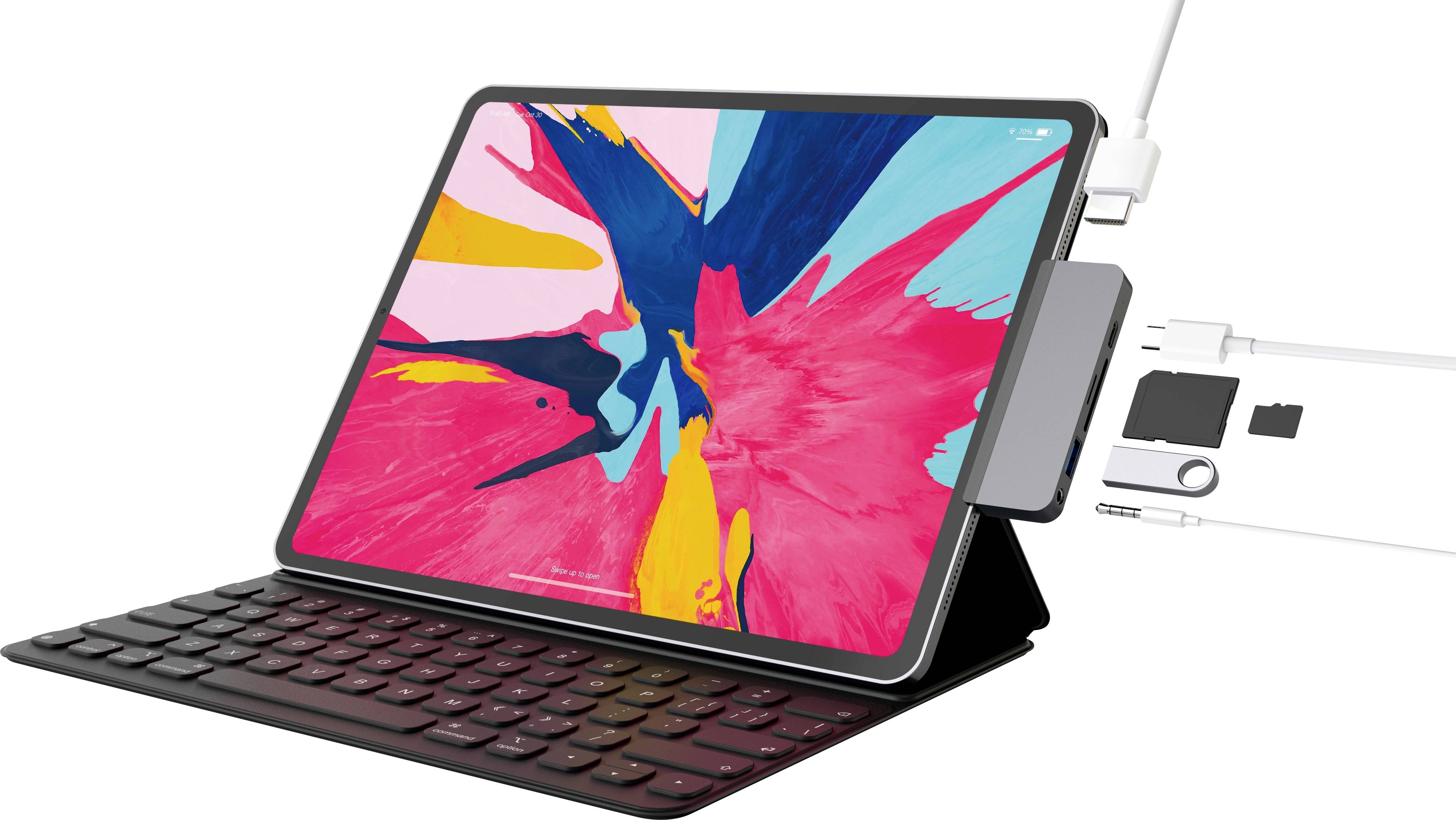 HYPER HD319B-GRAY USB-C® Dockingstation HyperDrive 6-in-1 USB-C Hub for iPad Pro/Air Passend für Ma