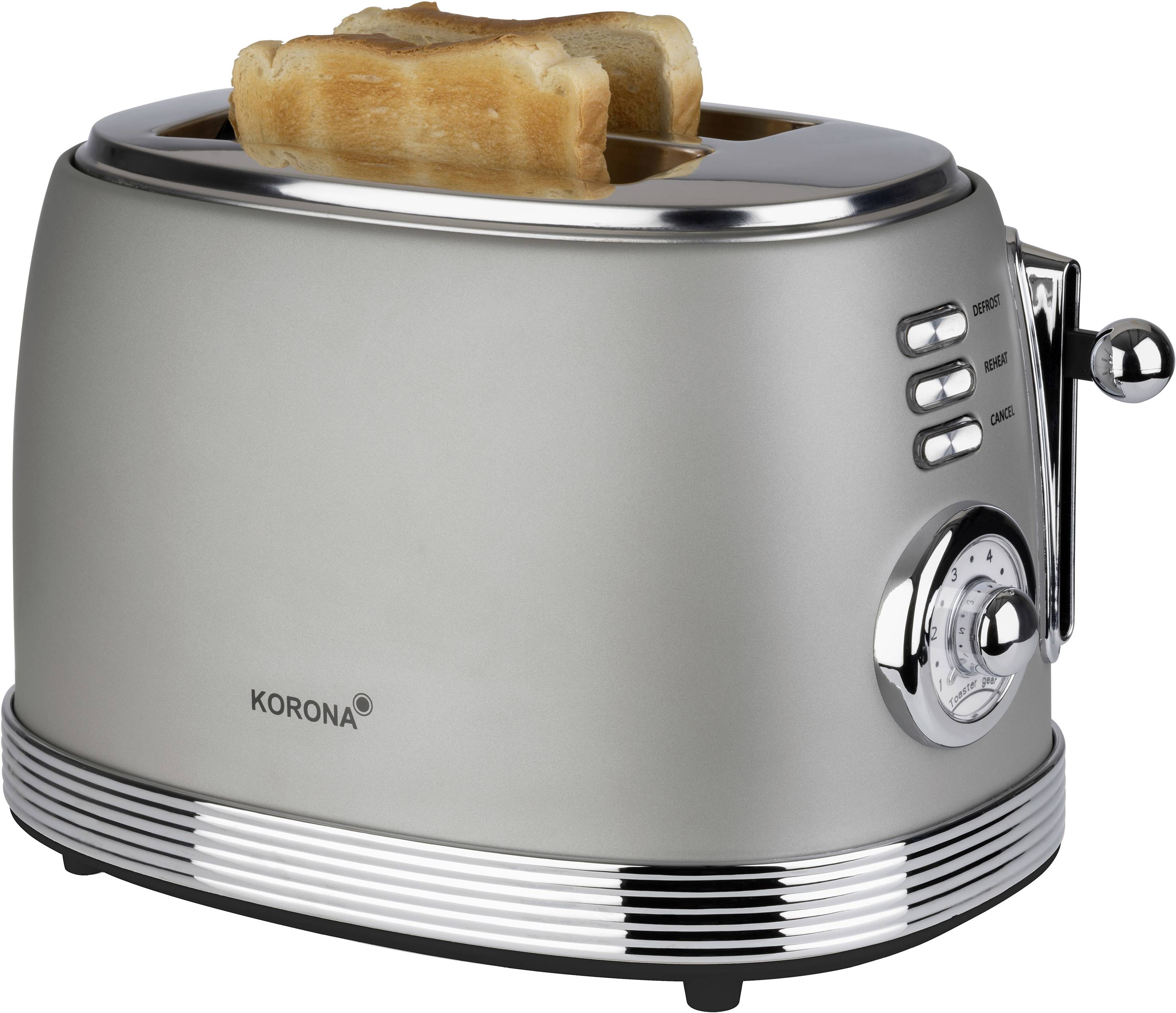 Korona Retro Toaster Toastfunktion, mit Brötchenaufsatz Grau